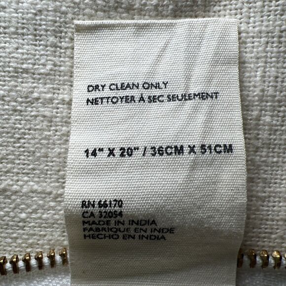 Anthropologie Textured Throw Pillow Cover 14”X20” Green Gold Ivory Boho Fringe - Picture 9 of 9